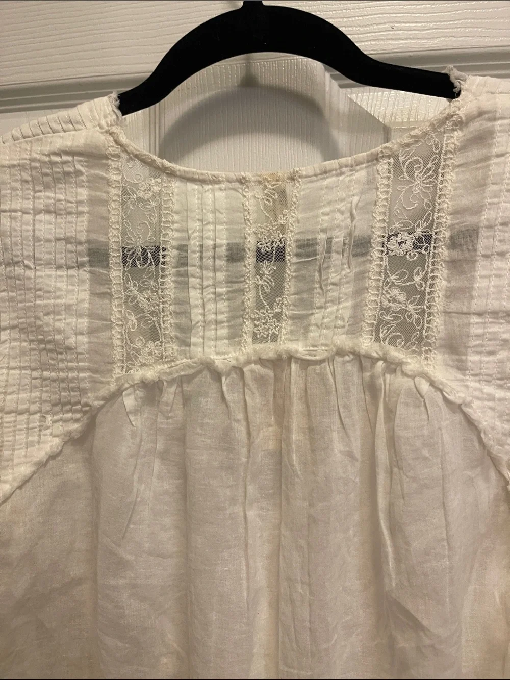 Free People Cream Lace-Trim Wrap Bodysuit Top